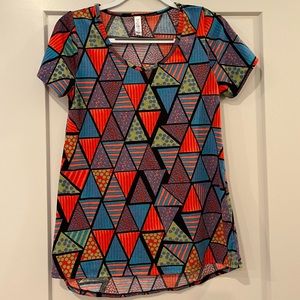 LuLaRoe Geometric Stained Glass Pattern Tunic Tee Shirt Top